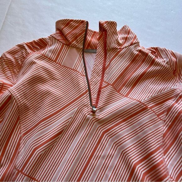 Lands' End Women's Warm Up Top Orange/Cream Stripe Size Large 14-16 - Picture 3 of 12